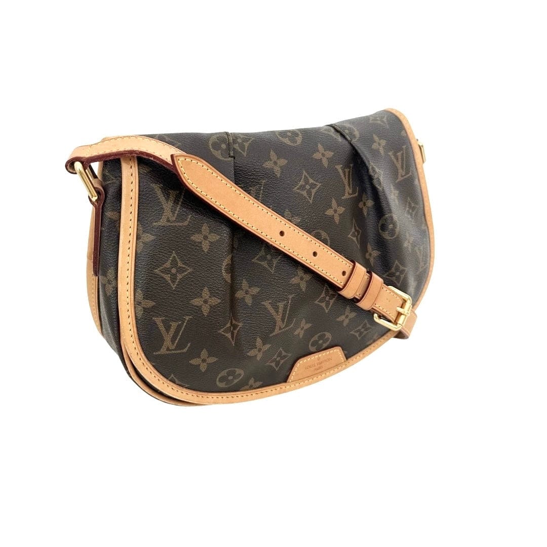 Menilmontant leather crossbody bag Louis Vuitton Brown in Leather