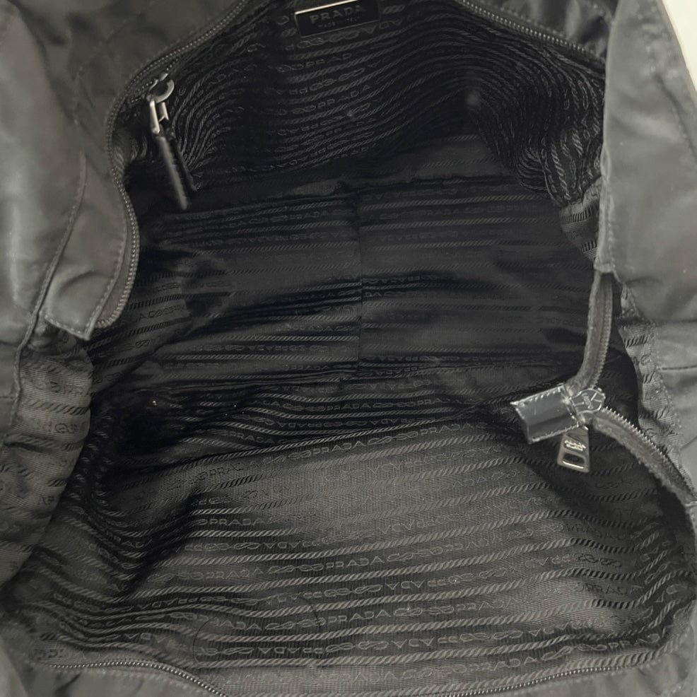 Authentic PRADA Patent Leather Black Nylon Tote Bag