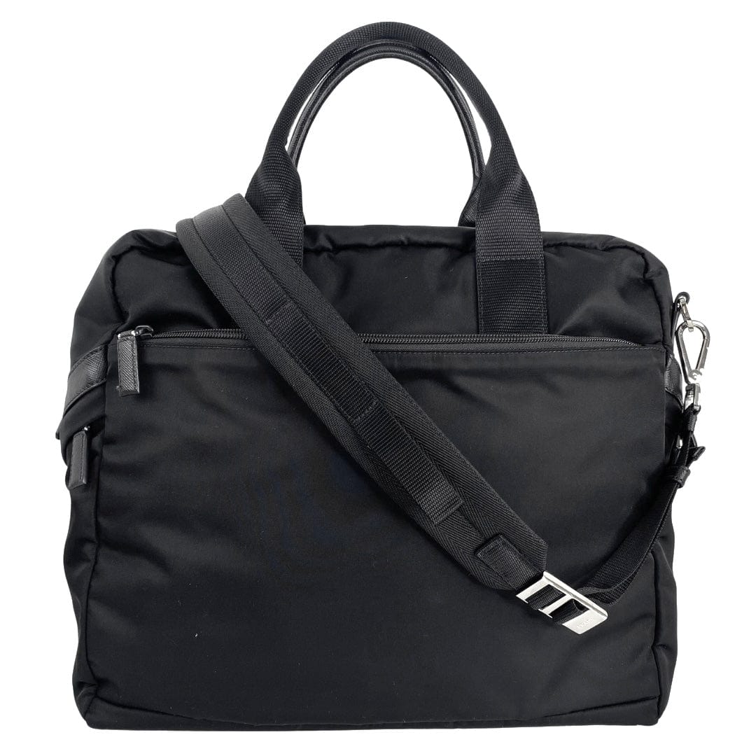 Prada Nylon Multi-Pocket Briefcase And Strap