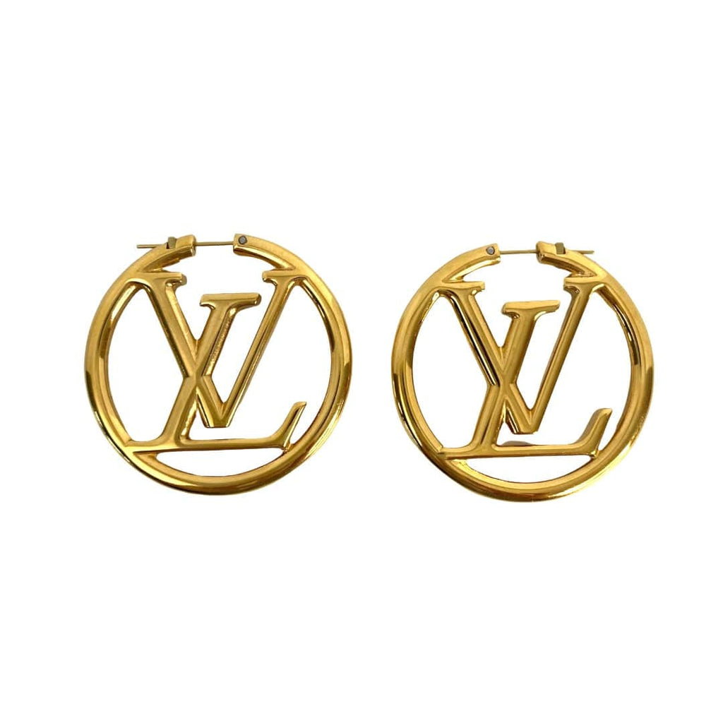 LOUIS VUITTON Metal Small Louise Hoop Earrings Gold | FASHIONPHILE