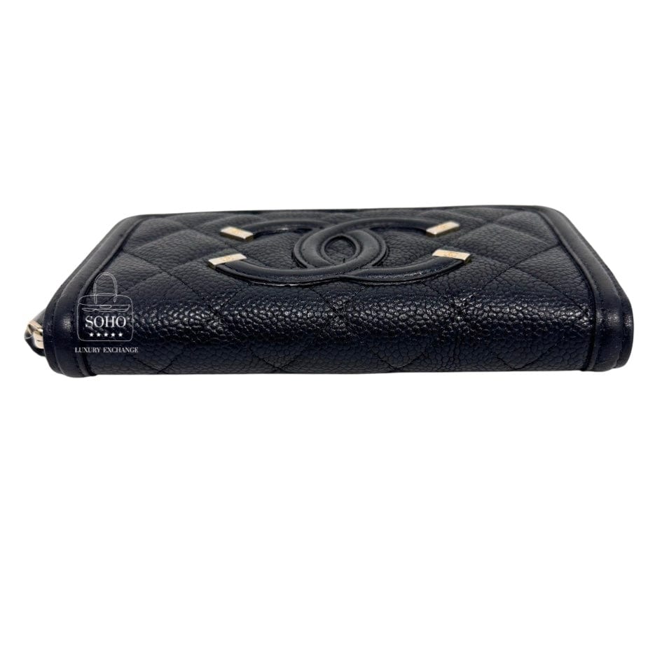 Chanel Caviar Filigree Medium Zippy Wallet