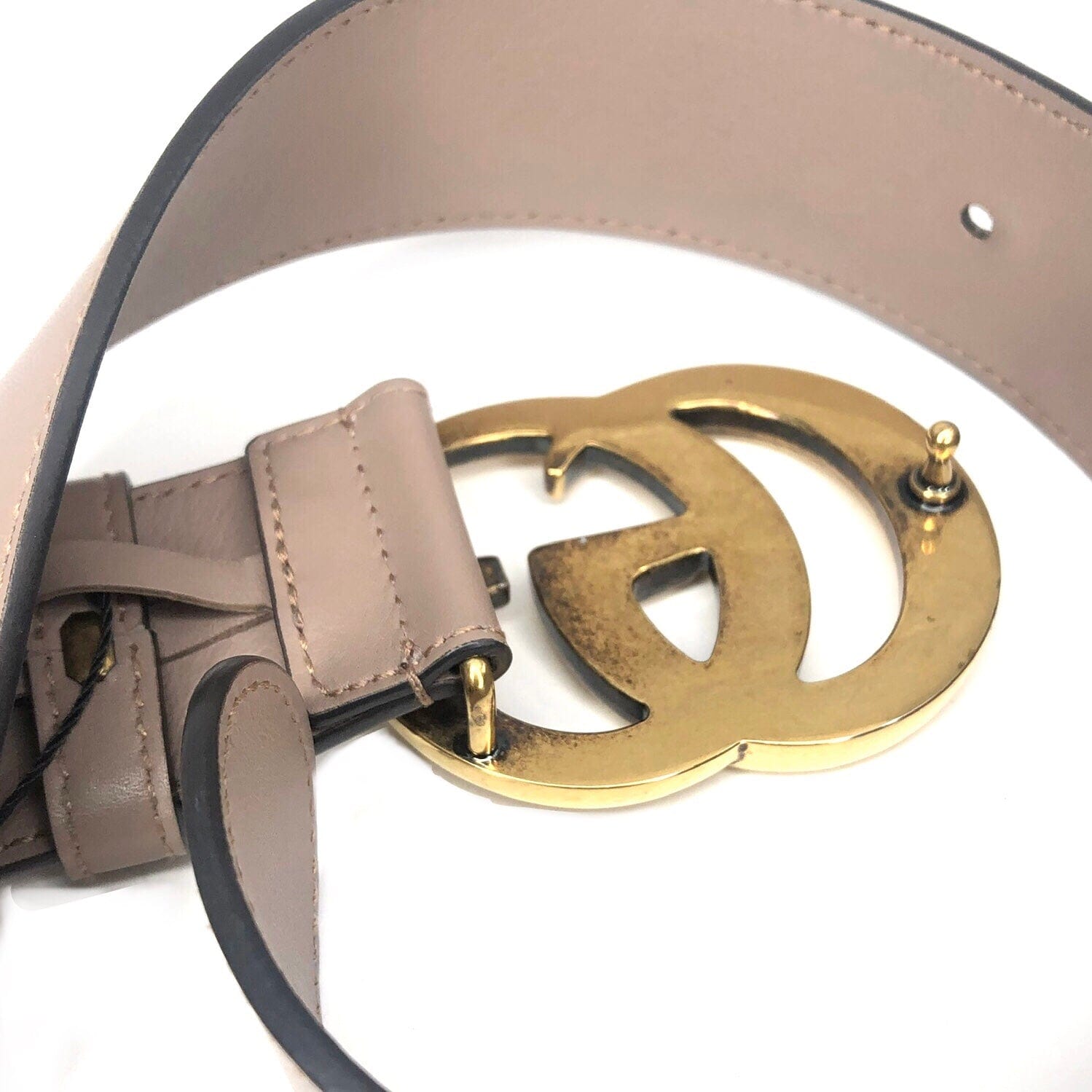 Beige GG-buckle faux-leather belt, Gucci