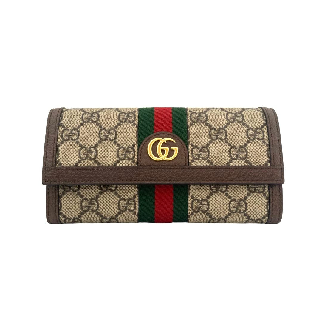 GUCCI Ophidia Trifold Wallet Brown/Beige 625703 PVC Leather