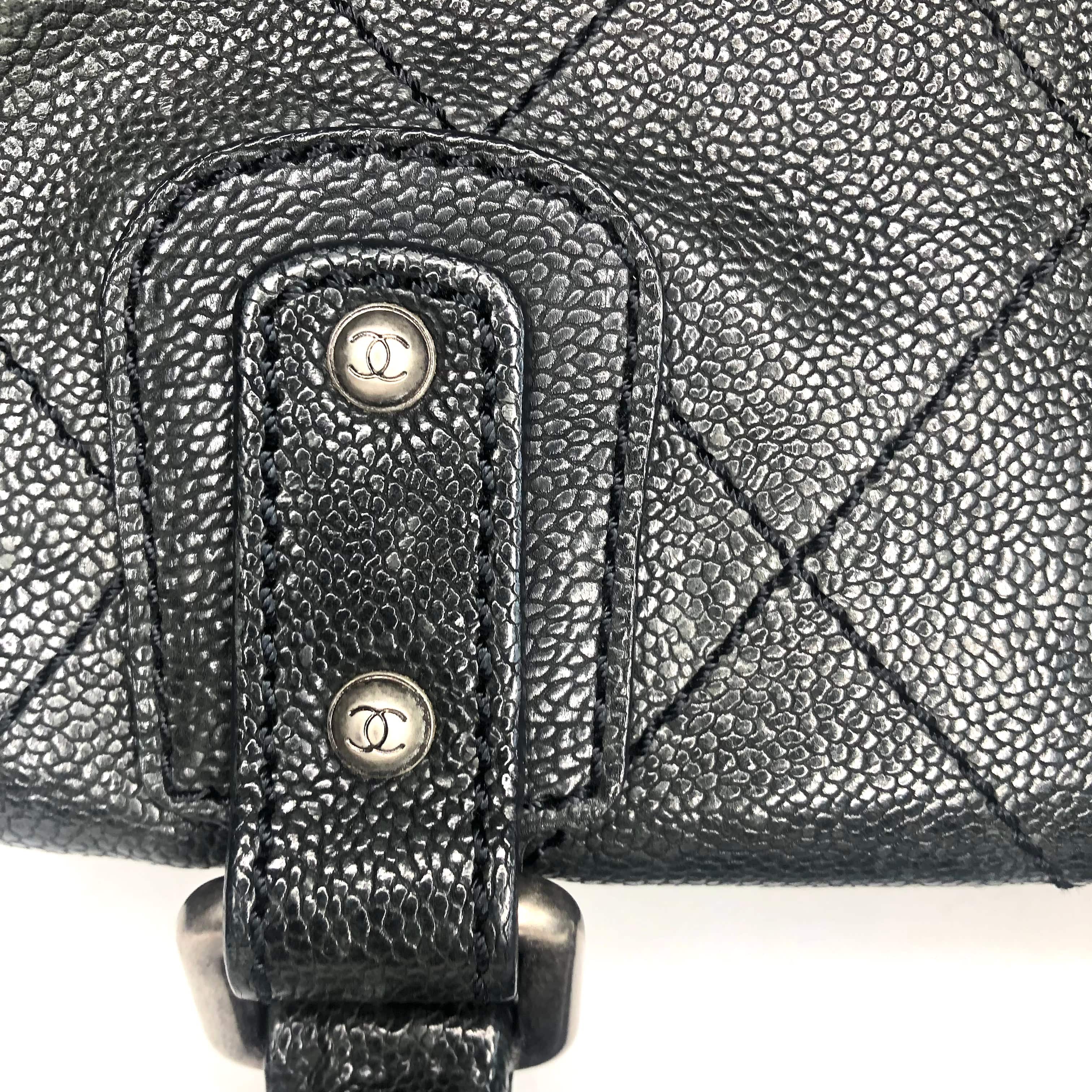 CHANEL Vintage CC Quilted Caviar Bowling Bag