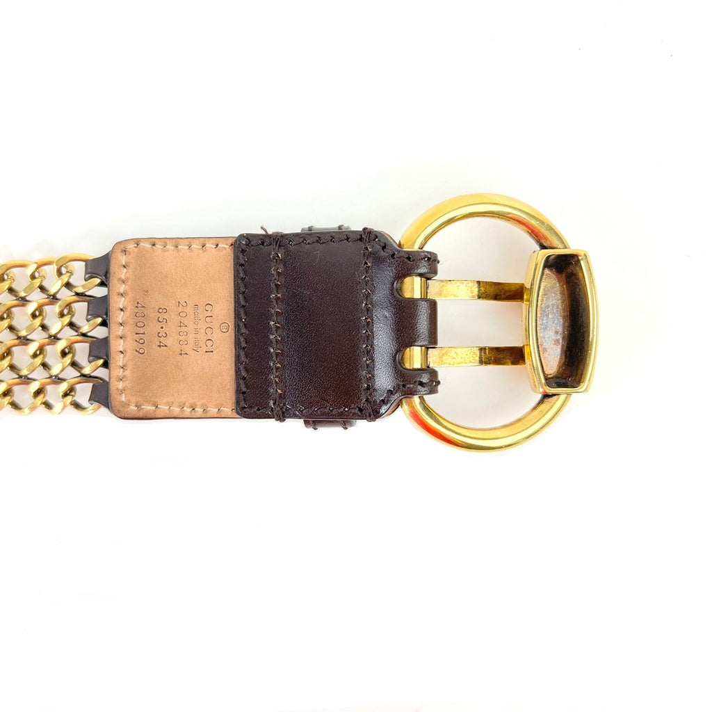 Gucci Goldtoned Crest Charms Belt
