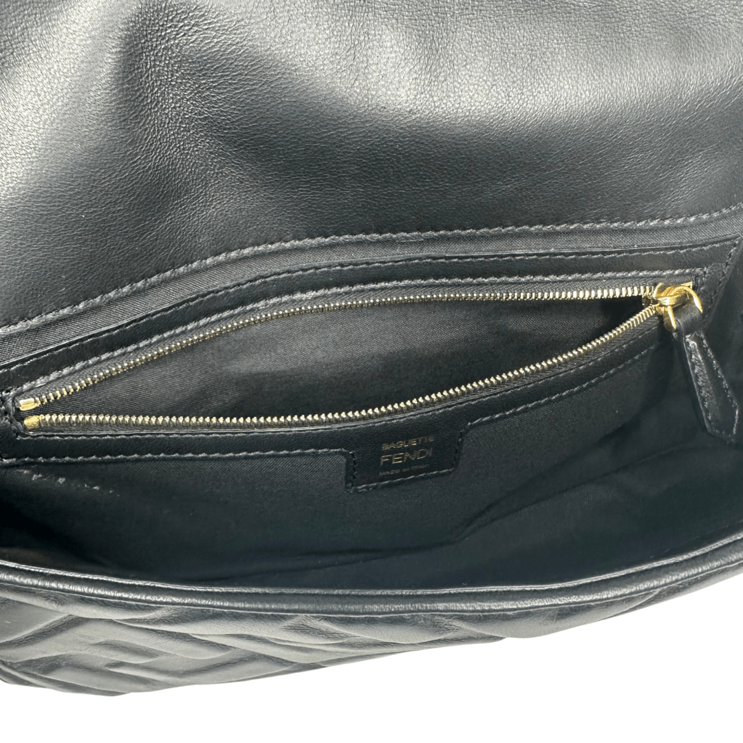 Fendi Embossed FF Monogram Medium Baguette Shoulder Bag